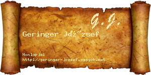 Geringer József névjegykártya